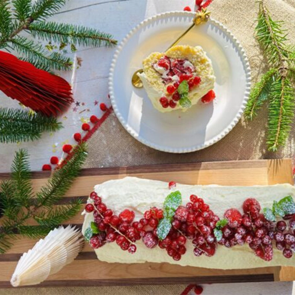 Festive Raspberry and White Chocolate Swiss Roll